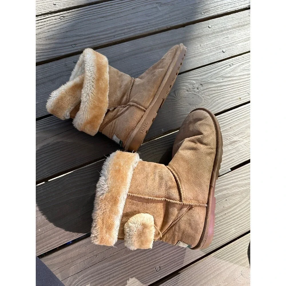 Lamo Suede Boots Tan Suede‎ Leather Faux Fur Woman's 11